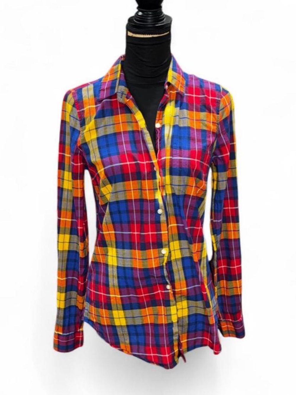 Old Navy Multicolor Plaid Button-Down Shirt in Red, Blue & Yellow